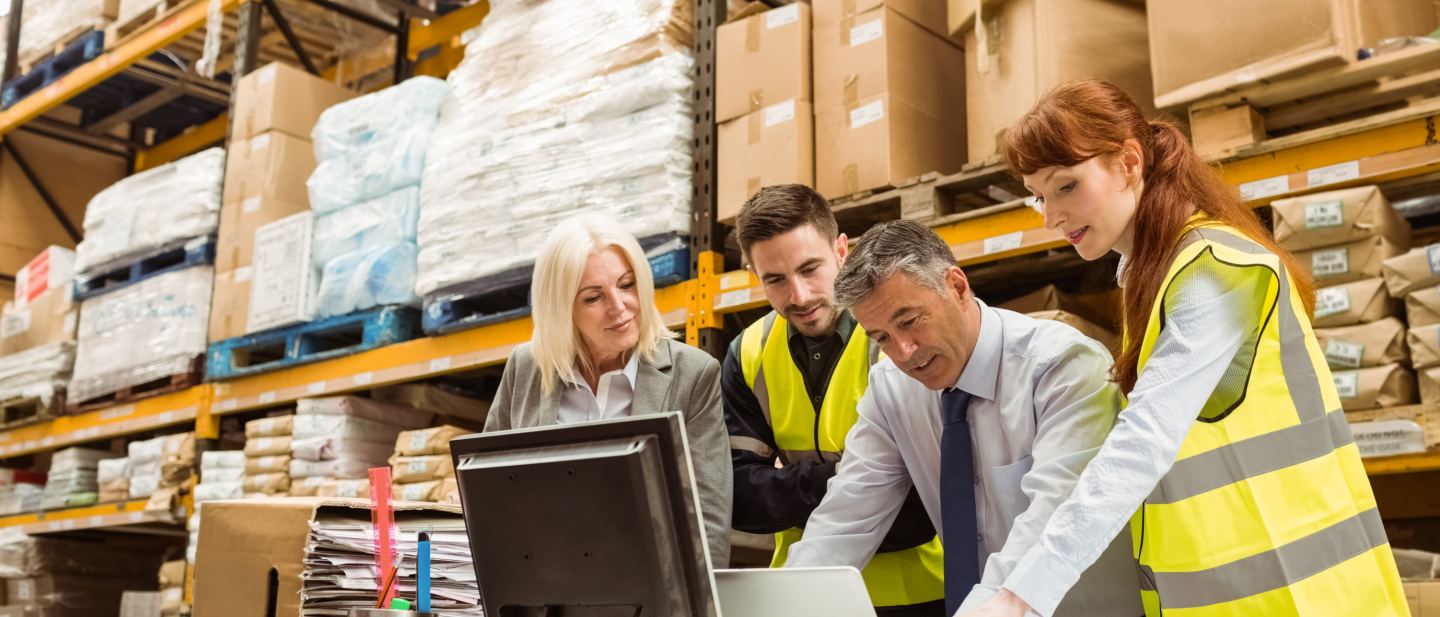Industrial facility staff coordinating material receiving and handling